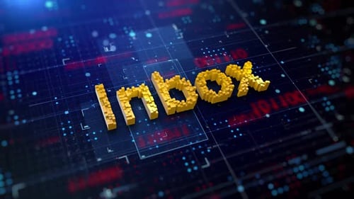 Pixelated Inbox Text Animation on Digital Background