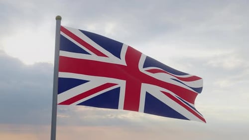 British Flag Waving Proudly in the Wind