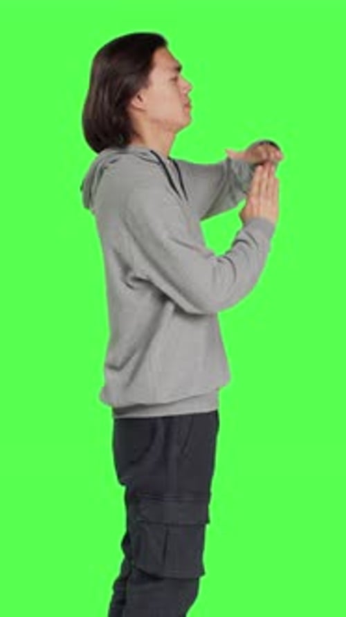 Profile of Person Does Timeout Gesture with Hands