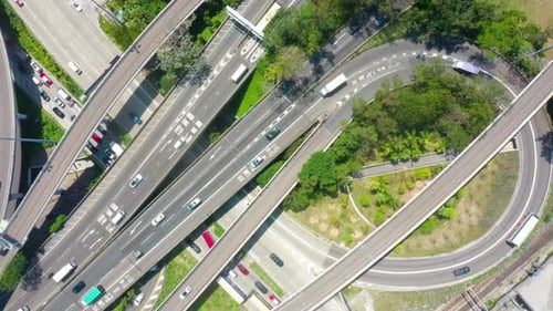 Breathtaking And Bird’s Eye View Of Highway And Overpass In City