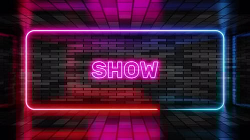 Pulsating Neon Light Frame with Show Text Animation