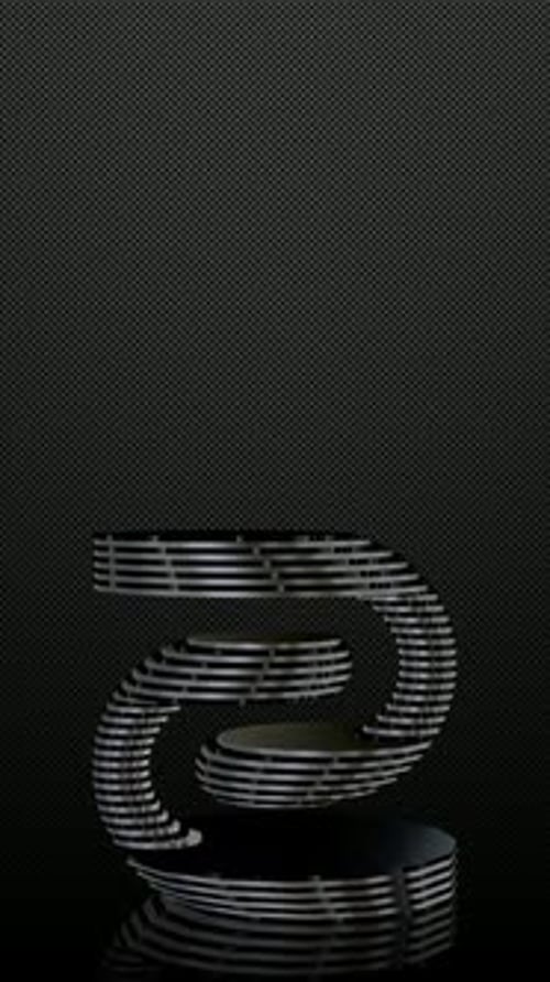 Vertical Background, Black and Silver Figure, Unique Design, Shape, 3D Render, Exclusive, Mirror