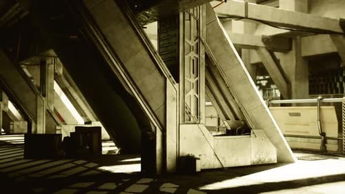 High Contrast Lighting Highlighting Structural Beams and Industrial Textures