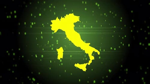 Digital Italy Map Reveal with Futuristic Glitch Effects