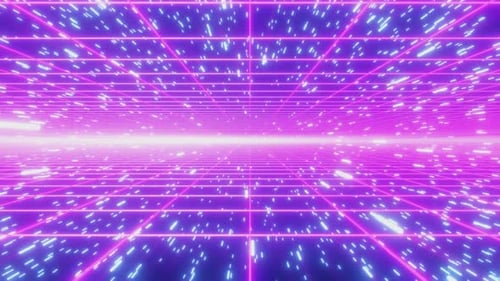Retro Futuristic Neon Grid Tunnel Loop