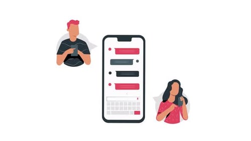 Animated Flat Design Chat Conversation on Mobile Phone