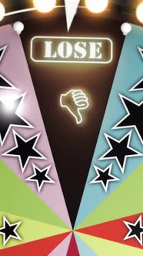 Lose, Win and Fresh Start Spinning Wheel Slots Vertical Animation.