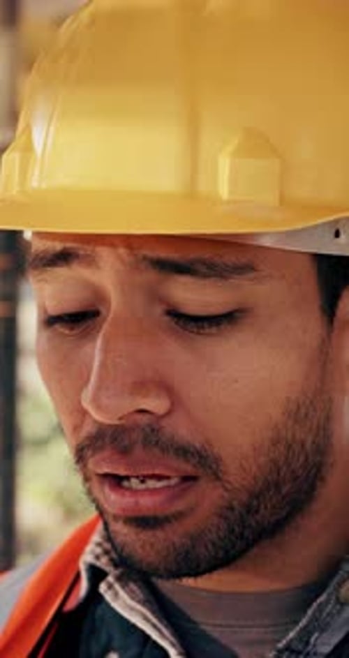 Outdoor, sick and man with tissue on construction site for building, renovation and development