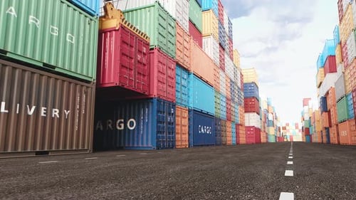 Unloading and Opening Cargo Shipping Container in Alogistic Warehouse of Port 3d Animation