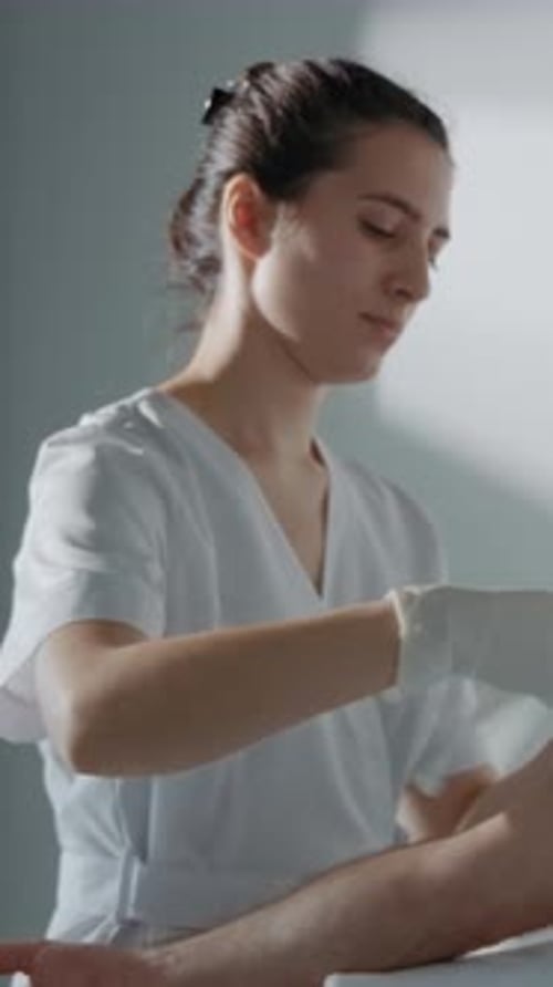Nurse Giving Arm Injection in a Hospital Setting