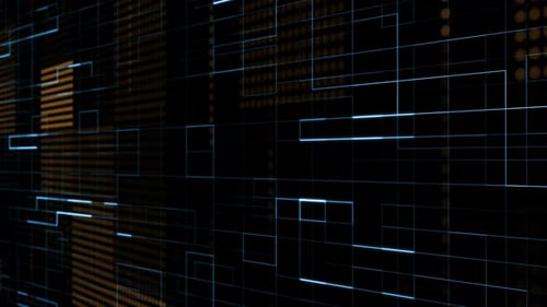 Futuristic Digital Grid and Data Flow Background