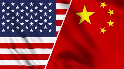 Animated Waving Flags of USA and China