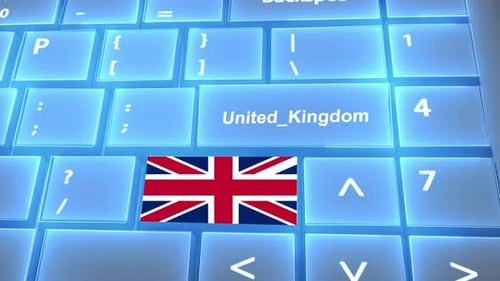 Flag of United Kingdom on the Buttons on Keyboard With Country Name