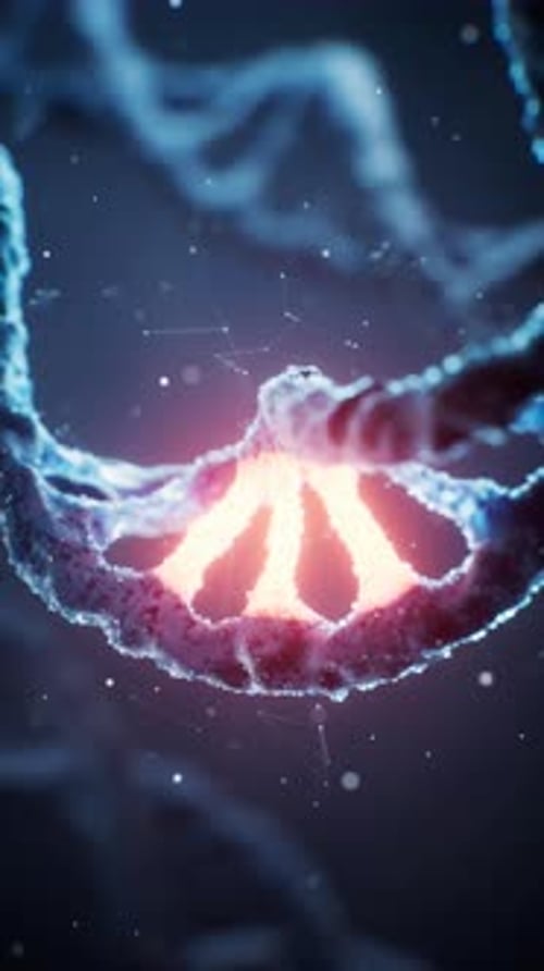 Animated Scientific DNA Strand Revealing Luminous Bonds