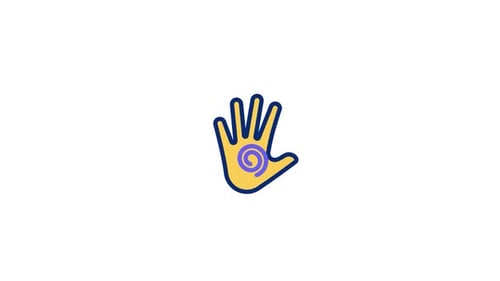Animated Hand Icon with Expanding Spiral