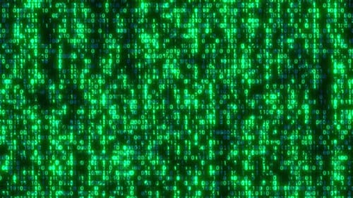 Futuristic Glowing Green Binary Code Data Stream