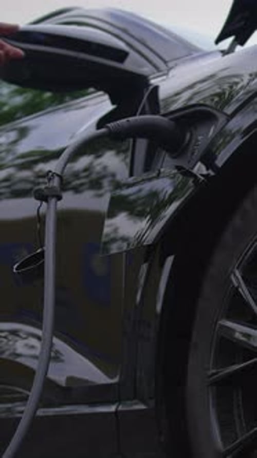 A CloseUp View of an Electric Vehicle Charging Station with Innovative Design and Technology