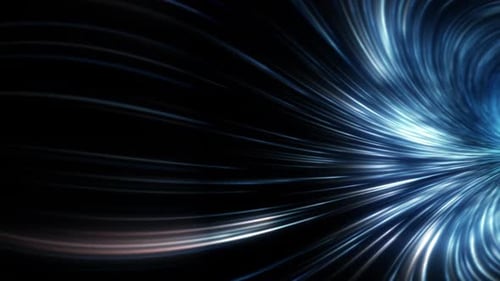 Futuristic Blue Light Streaks Hyperspace Tunnel Background