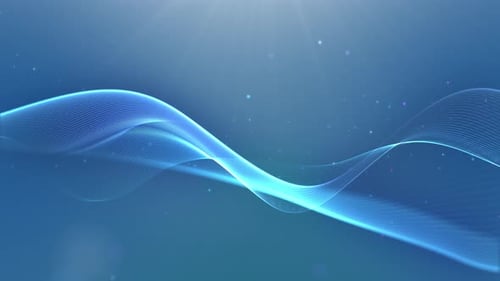 Digital Blue Wave Background with Glowing Particle Flow