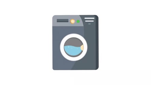 Animated Washing Machine Flat Design Icon