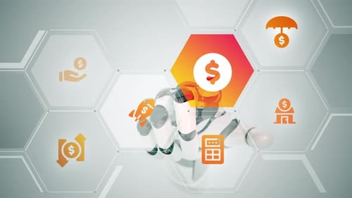 Investment touchscreen animation with icons