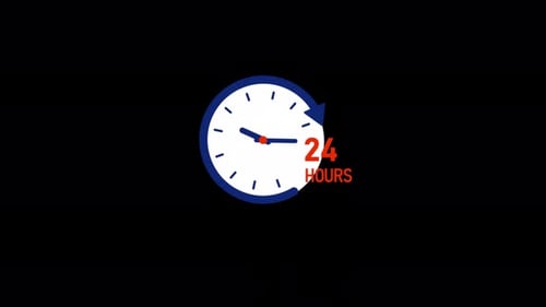 24 Hour Clock Concept Animation Video - Transparent