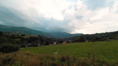 Beautiful Landscape in the Carpathians Mountains on Cloudy Day