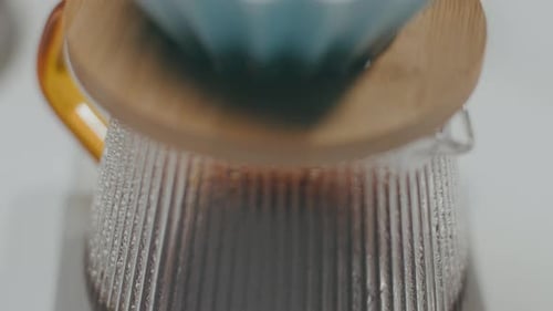 Coffee Brewing Through Filter Into Carafe