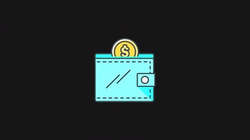 Money Entering Wallet Icon Flat Design Animation
