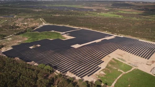 Aerial View of Solar Panel Plant Construction Site