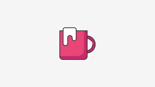 Flat Design Animated Mug with Overflowing Foam