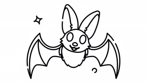 Minimalist Animated Bat Flying Line Art for Halloween