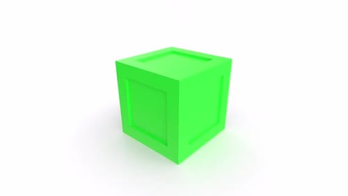 Lebendiger grüner 3D-Würfel auf weißem Hintergrund