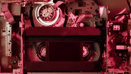 Old Video Recorder Inside Closeup VHS