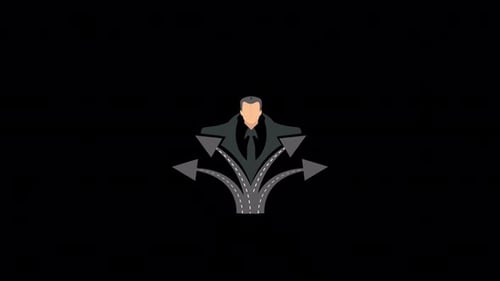 Animated Flat Design of Person Choosing Multiple Paths