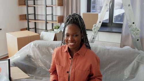 Moving, People And Real Estate Concept - Happy Smiling Woman With Folded Ruler In Shape Of House ...