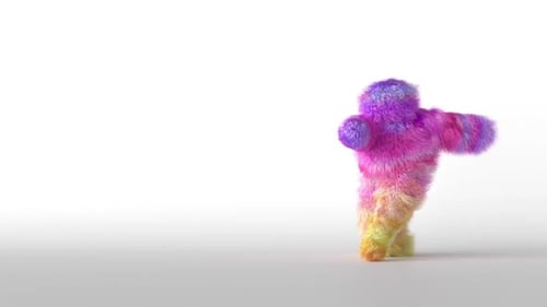 Vibrant Furry Monster Character Dancing Loop