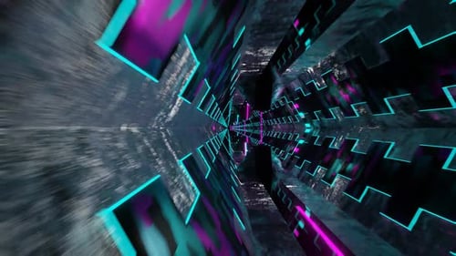 Cyan And Pink Hexagonal Laser Tunnel Background Vj Loop In HD