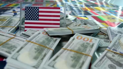 Lots of Gold and Dollars on American Flags