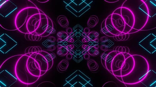 Cyan And Pink Abstract Neon Shape Movements Background Vj Loop In 4K