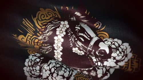 Drapeau du zodiaque chinois à cheval 04