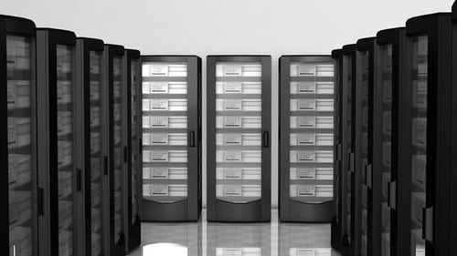 Modern Black Glass Refrigerators in Symmetrical Display