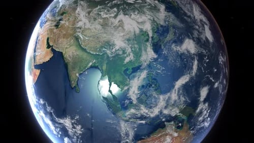 Realistic Earth From Space Zoom In Clouds India New Delhi