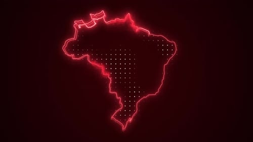 Animated Neon Map of Brazil Glowing Outline