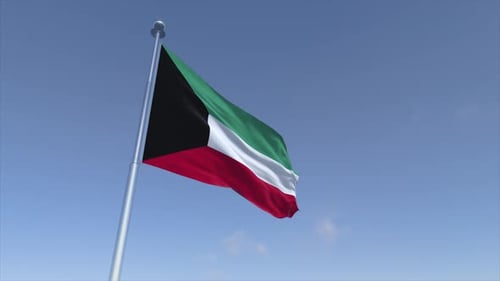 Kuwait National Flag Waving Animation