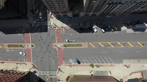 4K City Black Aerial looking down
