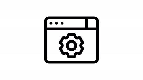 Animated Browser Window with Rotating Settings Gear Icon