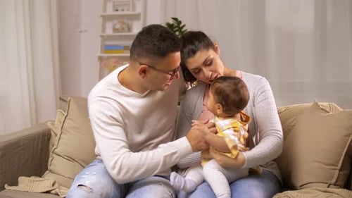 Young family spending time together at home