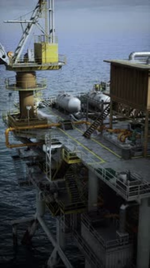 Aging Oil Rig Towering Over the Ocean