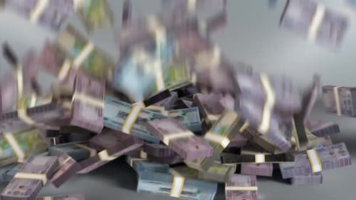 Rwanda Money - Franc Stacked Money Falling - Rwandan Currency